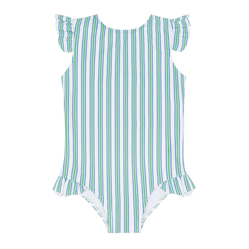 girls tamarin stripe ruffle cap sleeve one piece