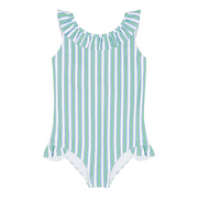 girls tamarin stripe ruffle collar one piece