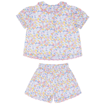 girls jasmine blossom puff sleeve top and short set
