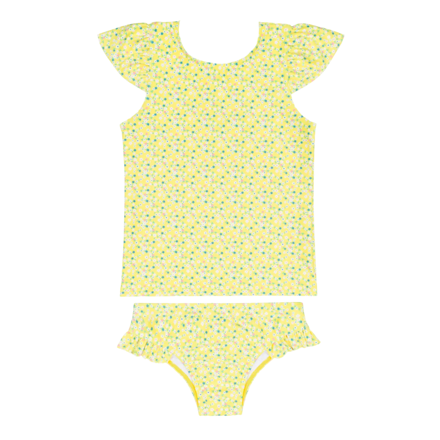 girls petite fleur cap sleeve rashguard set