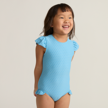 girls le marin dot ruffle cap sleeve one piece