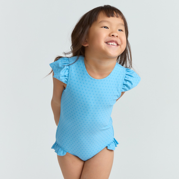 girls le marin dot ruffle cap sleeve one piece