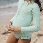 girls gustavia gingham front zip rashguard one piece