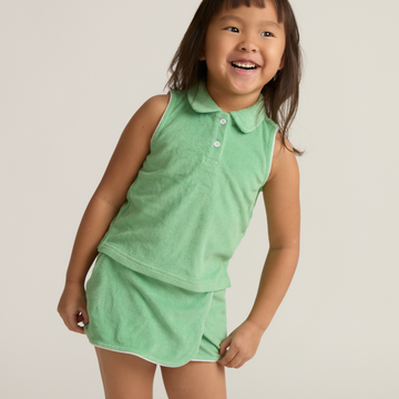 girls gustavia green french terry tennis tank top and skort set