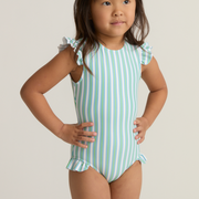 girls tamarin stripe ruffle cap sleeve one piece
