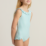 girls tamarin stripe ruffle collar one piece