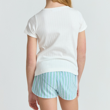 girls tamarin stripe french terry short