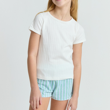 girls tamarin stripe french terry short