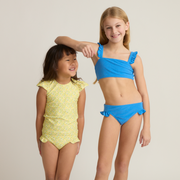 girls deep sea blue terry ruffle strap bandeau bikini