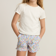 girls jasmine blossom french terry ruffle short