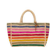 manebi sunset bag large natural raffia rainbow
