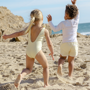 girls buttercream stripe tie knot one piece