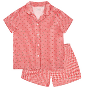 women's cranberry gingham collared pima pajamas set