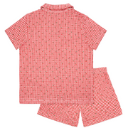 women's cranberry gingham collared pima pajamas set