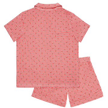 women's cranberry gingham collared pima pajamas set