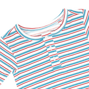 unisex jetty stripe shirt and short pima pajamas set