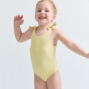 girls buttercream stripe tie knot one piece