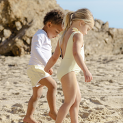 girls buttercream stripe tie knot one piece