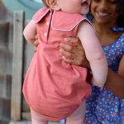 baby sailor red seersucker bubble romper