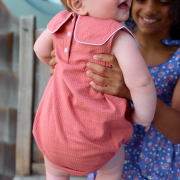 baby sailor red seersucker bubble romper