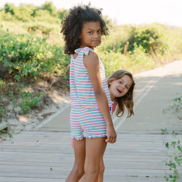 girls jetty stripe french terry tie knot set