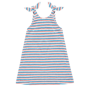 girls jetty stripe french terry tie knot dress