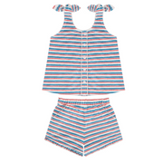 girls jetty stripe french terry tie knot set