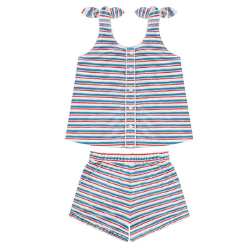 girls jetty stripe french terry tie knot set