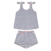 girls jetty stripe french terry tie knot set