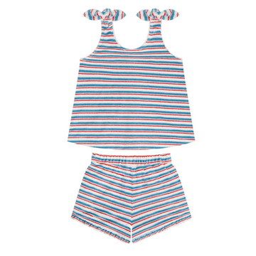 girls jetty stripe french terry tie knot set
