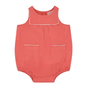 baby sailor red seersucker bubble romper
