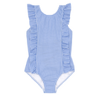 girls sky blue gingham ruffle one piece