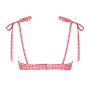 women's poppy gingham cup bikini top with tie straps
