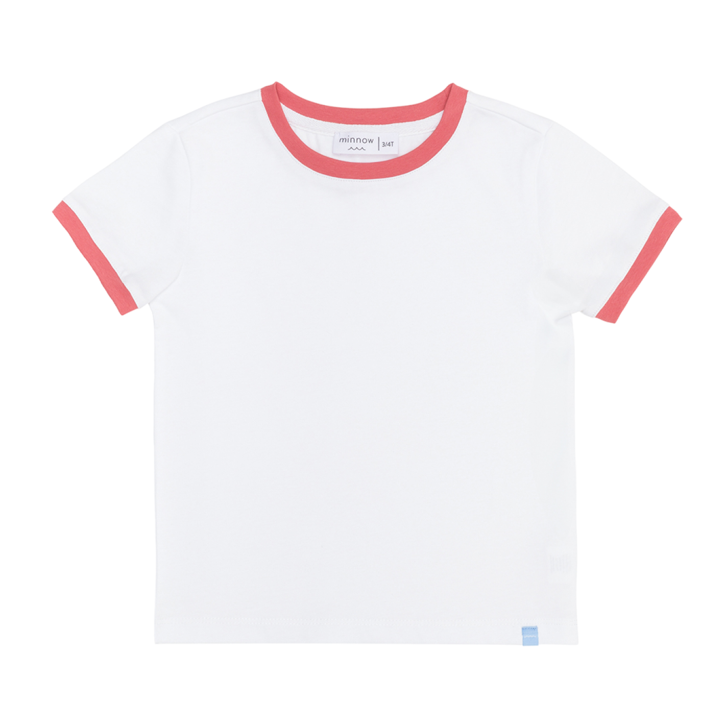 unisex white ringer tee with poppy red trim – minnow