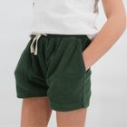 unisex evergreen french terry short with navy side piping