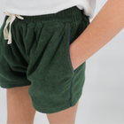 unisex evergreen french terry short with navy side piping