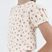 girls summer cherries french terry top and short set