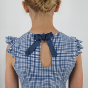 girls newport navy gingham ruffle cap sleeve one piece