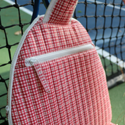 poppy gingham coated tennis bag