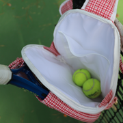 poppy gingham coated tennis bag