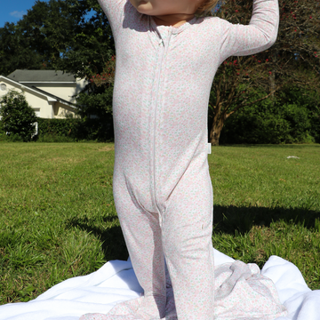baby antique floral pima footie