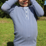 unisex navy stripe pima pajamas set