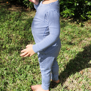 unisex navy stripe pima pajamas set