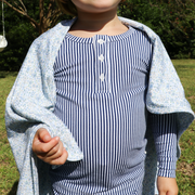 unisex navy stripe pima pajamas set