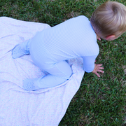 baby powder blue stripe pima footie