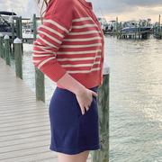 women's navy knit short