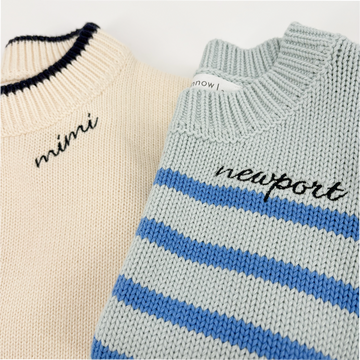 unisex blue stripe knit sweater