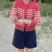 women's navy knit short