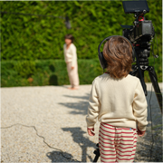 unisex cream and red stripe pant