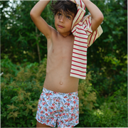 unisex cream and red stripe rugby shirt